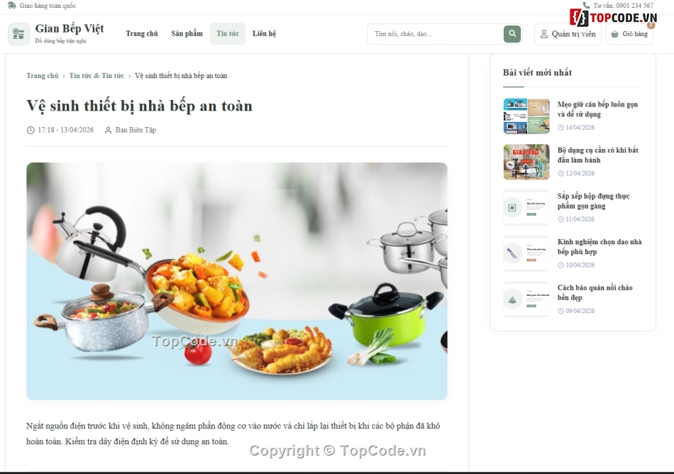 Website bán đồ dùng,Web bán đồ dùng nhà bếp,Website đồ nhà bếp